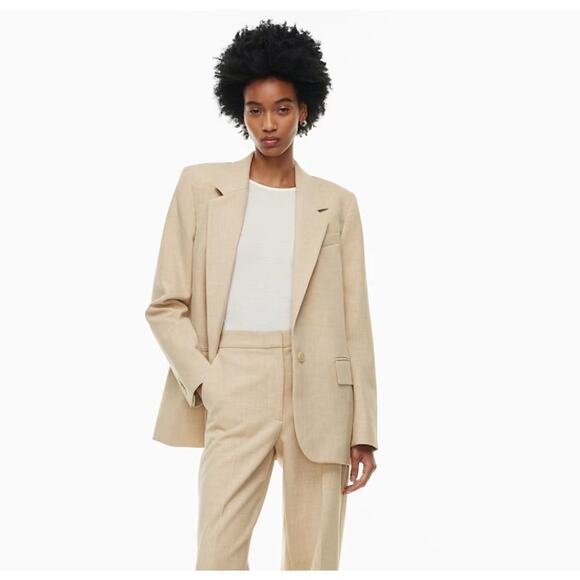 WILFRED Aritzia Generation Blazer Taupe Tan Single Button Closure XL Extra Large - Picture 1 of 9